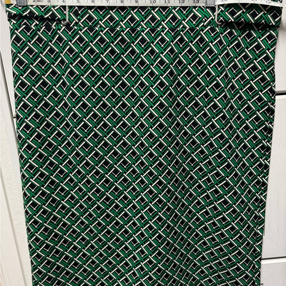 Green Geometric Pattern Pencil Skirt